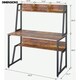 image 6 of 3 Tier Industrial Writing Desk Rustic Brown Brown