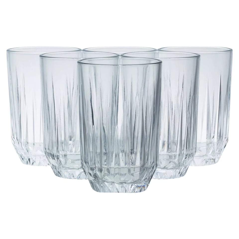 image 1 of 350ml Tall Drinking Glasses Tumblers Water Spirits Cordial Juice Milk Set of 6