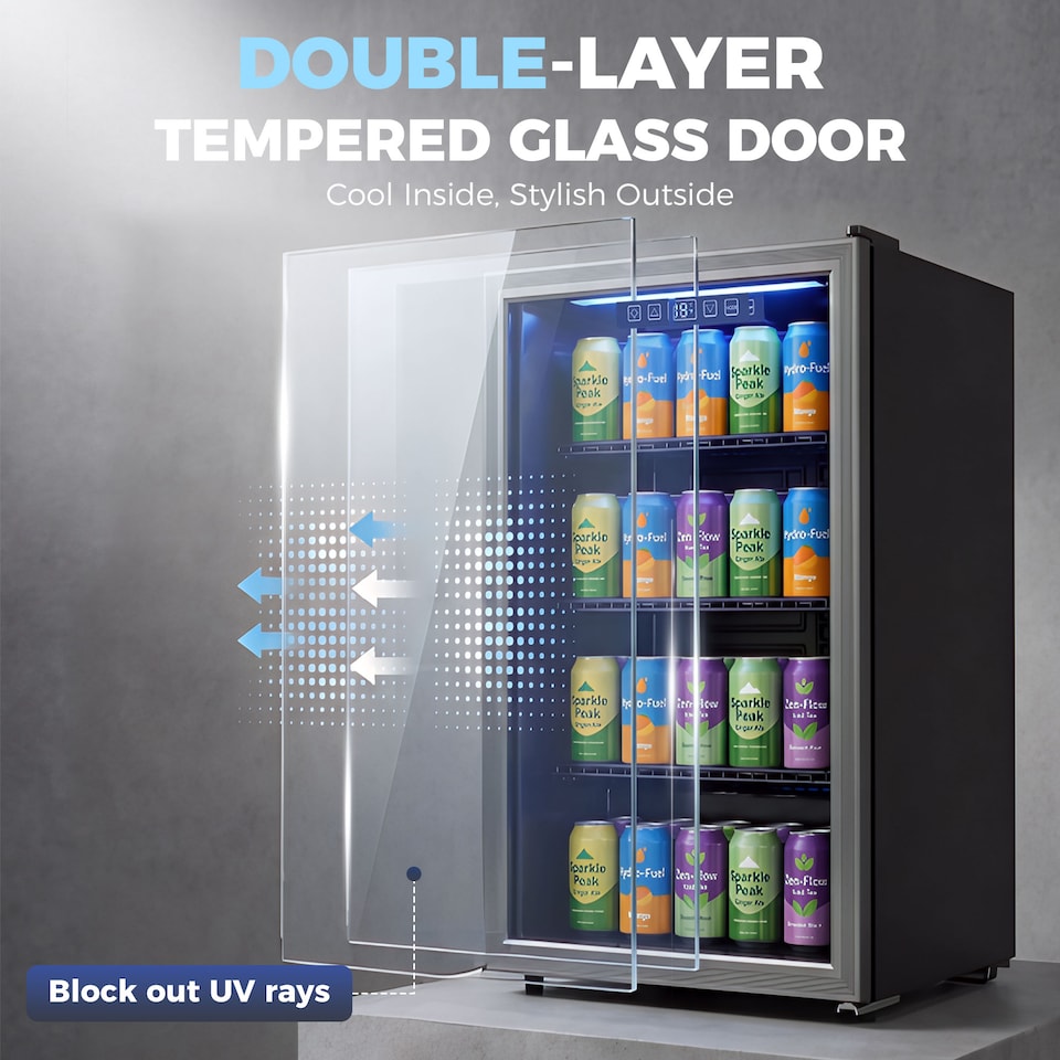 image 1 of HOMCOM 90 L Drinks Fridge, 139 Can Under Counter Freestanding Wine Cooler
