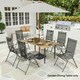 image 2 of Outsunny 150 x 90cm Garden Dining Table with Parasol Hole, Table Only, Brown 