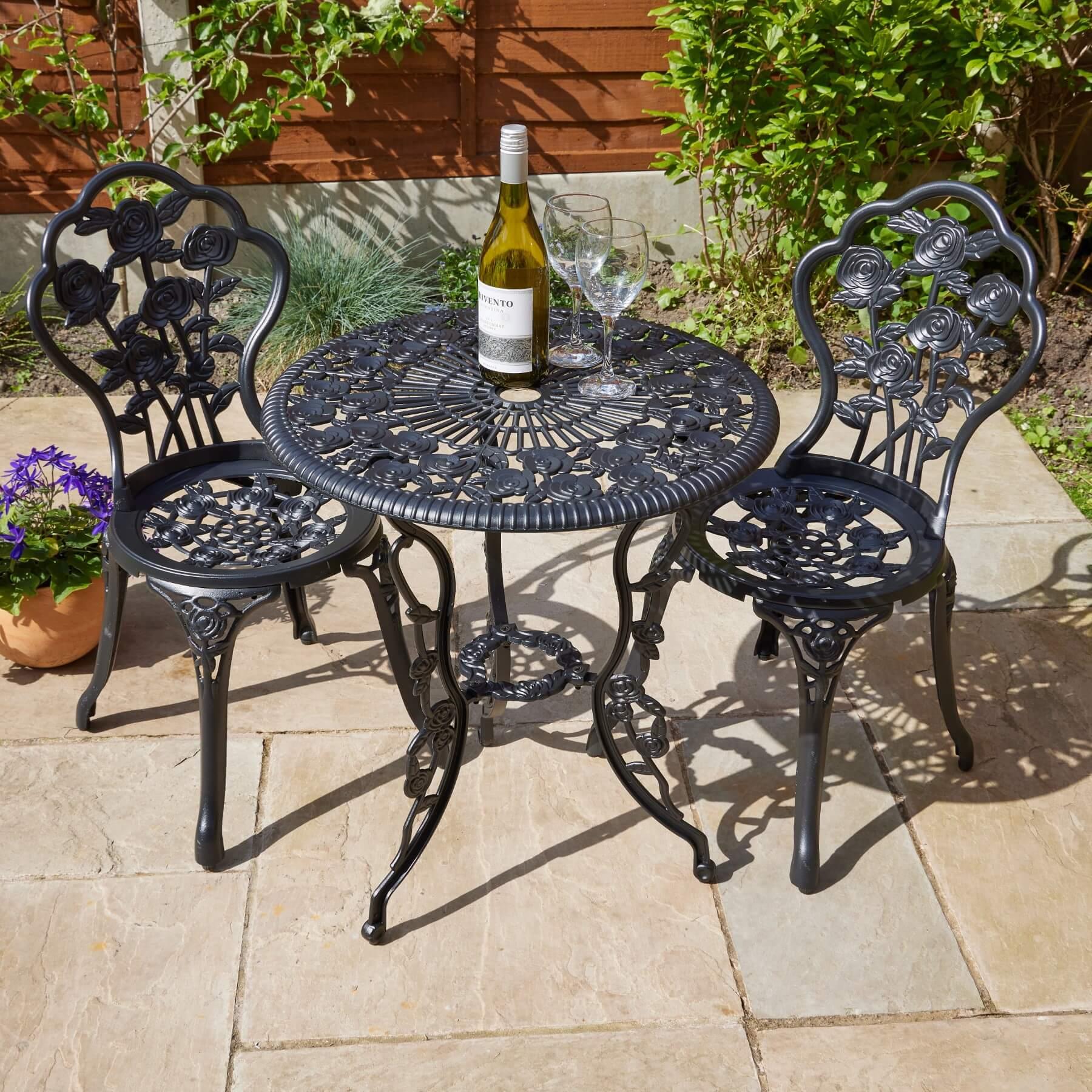 Bistro Set Outdoor Patio Garden Furniture Table and 2 Chairs Metal