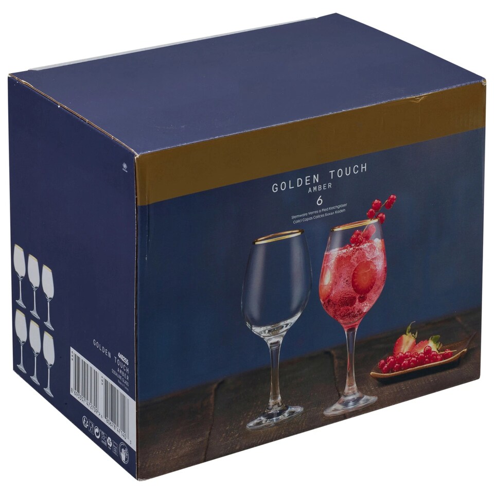 image 1 of Amber Gold Rimmed Wine Glass Drinking Glasses Sets Gift | Clear | Clear | 295ml (Set of 12)