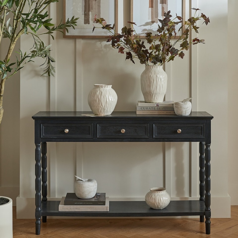 image 1 of Contour Collection 3 Drawer Console Table - Wood - L33 x W120 x H80 cm - Black