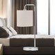 image 5 of Set of 2 Arched Table Lamps with Natural Linen Shades | Chrome | Brown | Large | 2