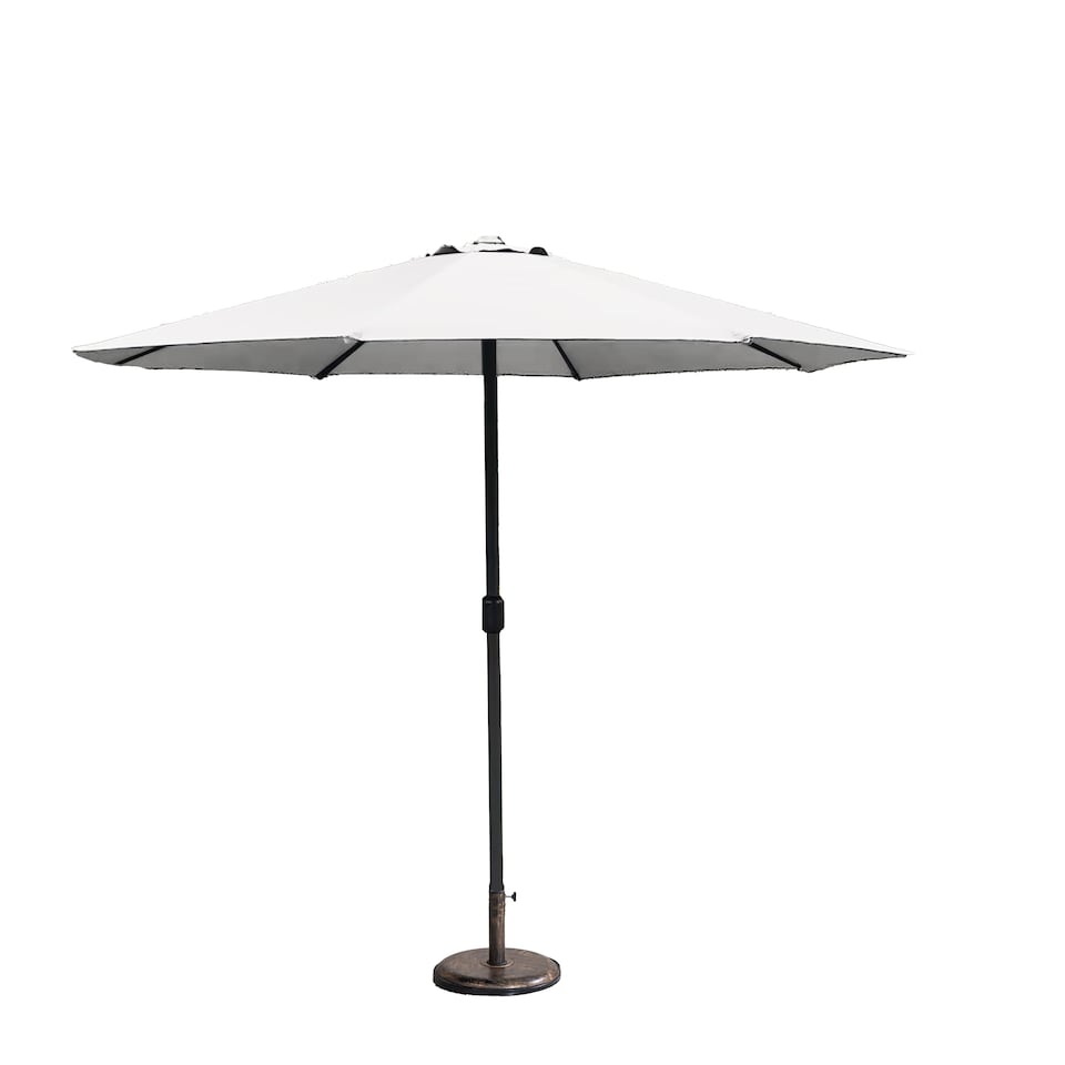 image 1 of Direct Wicker Garden Classic Parasol Sun Umbrella Sun Shade Canopy with Hand Crank, Light Beige | Cream