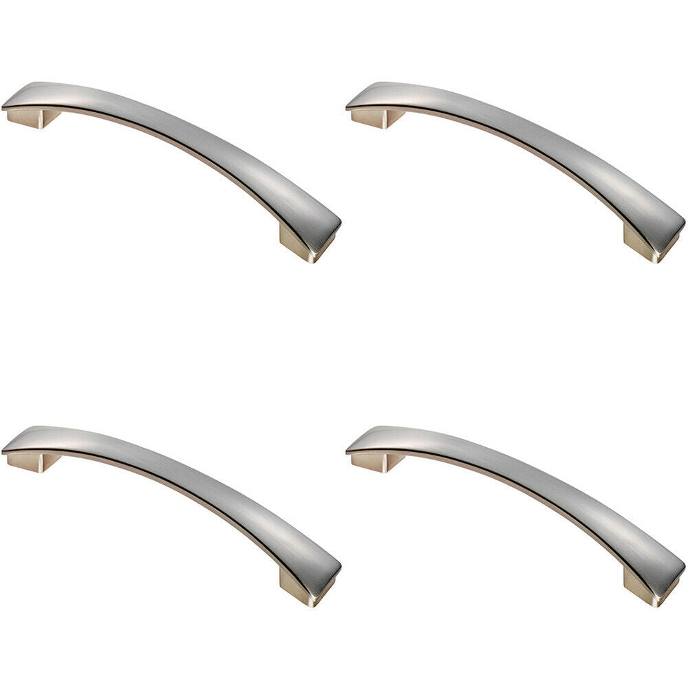 Loops 4x Curved Bow Pull Handle 183 x 26mm 160mm Fixing Centres Satin Nickel in Metallics