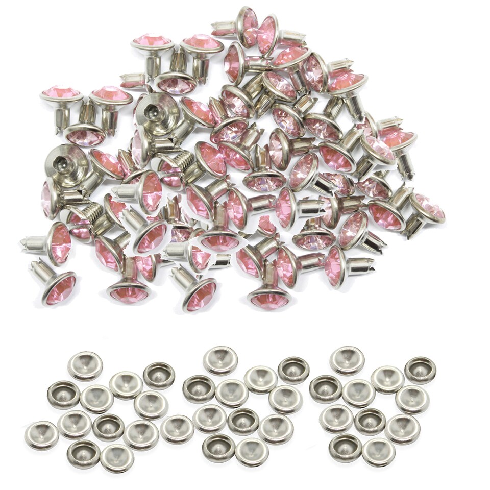 image 1 of 8mm Diamante Acrylic Rhinestone Studs with Pins - Pack of 10