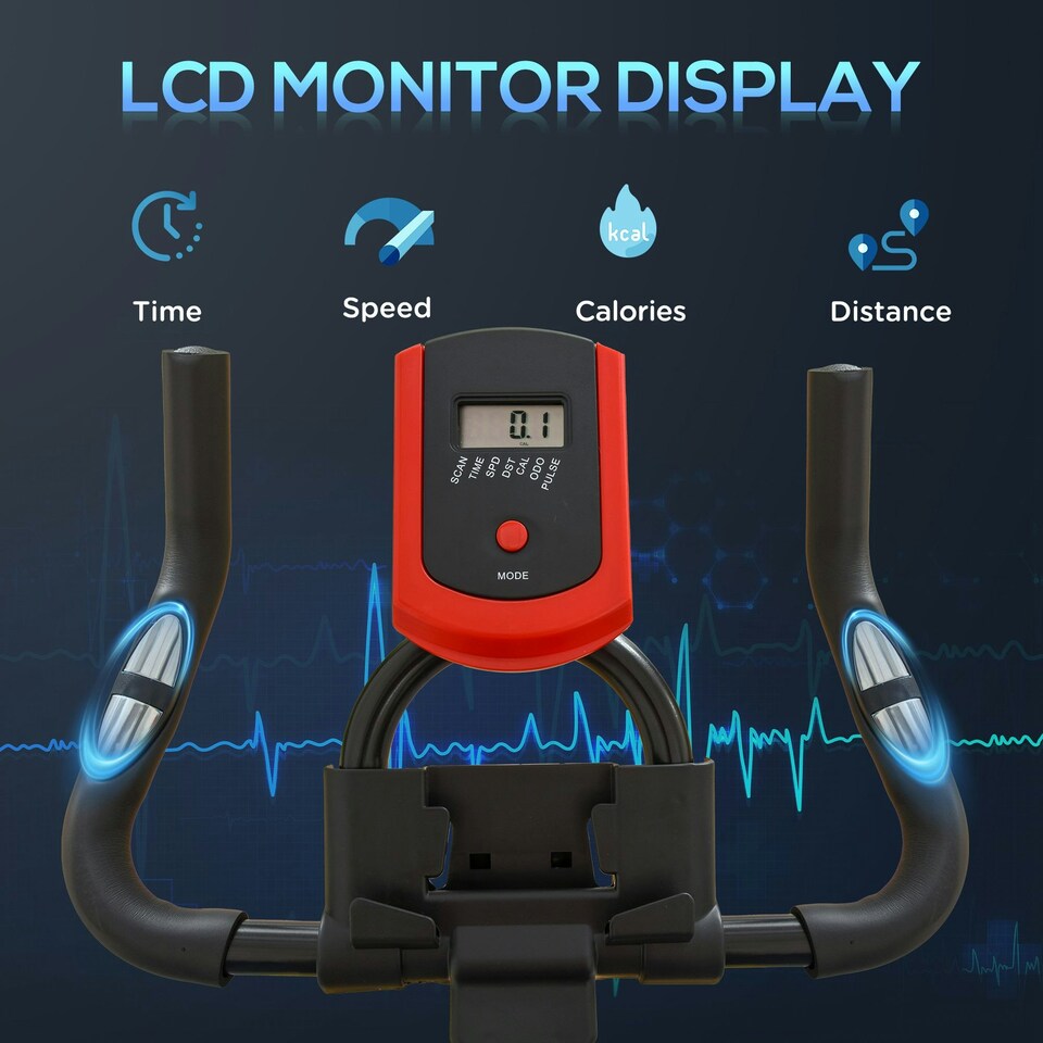 image 1 of HOMCOM Indoor Exercise Bike with Adjustable Height, Resistance