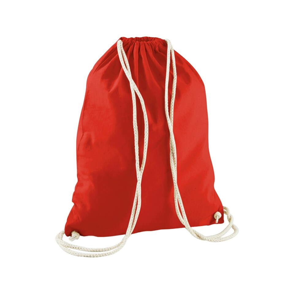 image 1 of Westford Mill Cotton Gymsac Bag - 12 Litres - Bright Red - One Size Red | One Size