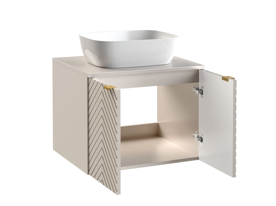 image 1 of Cara Bathroom Vanity Unit, Sink, Countertop - Beige 600mm