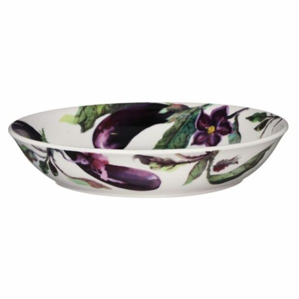 image 1 of Pasta Bowl: 1 x 23cm Emma Bridgewater Aubergine & Flowers Medium Pasta Bowl, Ceramic White
