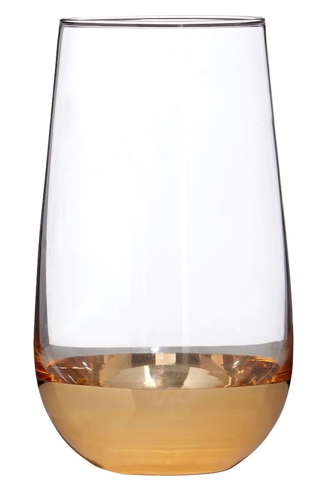 image 1 of Interiors By Premier Modern Set of 4 Delicate Highball Glasses, Hand Blown Clear Tumblers, Cocktail Glasses With Golden Base