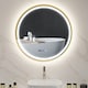 image 1 of HOMCOM 800mm Round Bathroom Mirror with LED Lights, Wall Mounted Backlit Illuminated Bathroom Mirror with Demister, 3 Colours Dimmable, Memory Function, Touch Switch, Time and Temp Display, Gold Tone
