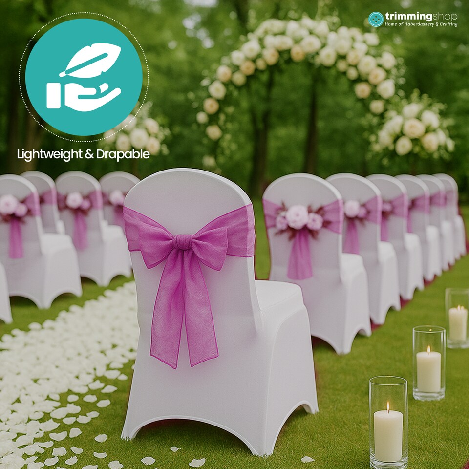 image 1 of 17 x 280cm Organza Chair Sashes, Sheer Sash Ties - 25pcs