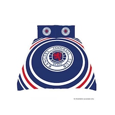 Rangers FC Official Football Crest Reversible Double Duvet And Pillow Case Set - Red/White/Blue - One Size