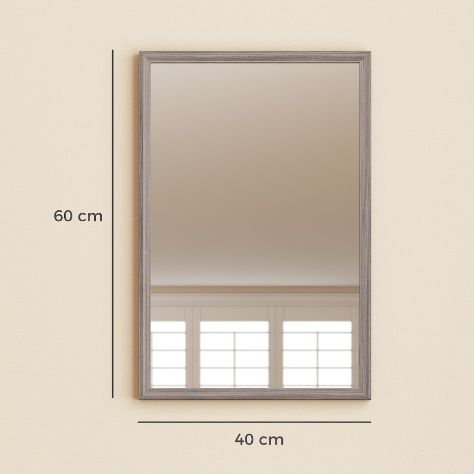 image 1 of HOMCOM 40 x 60 cm Wall Bathroom Mirror, Vanity Mirror, Grey