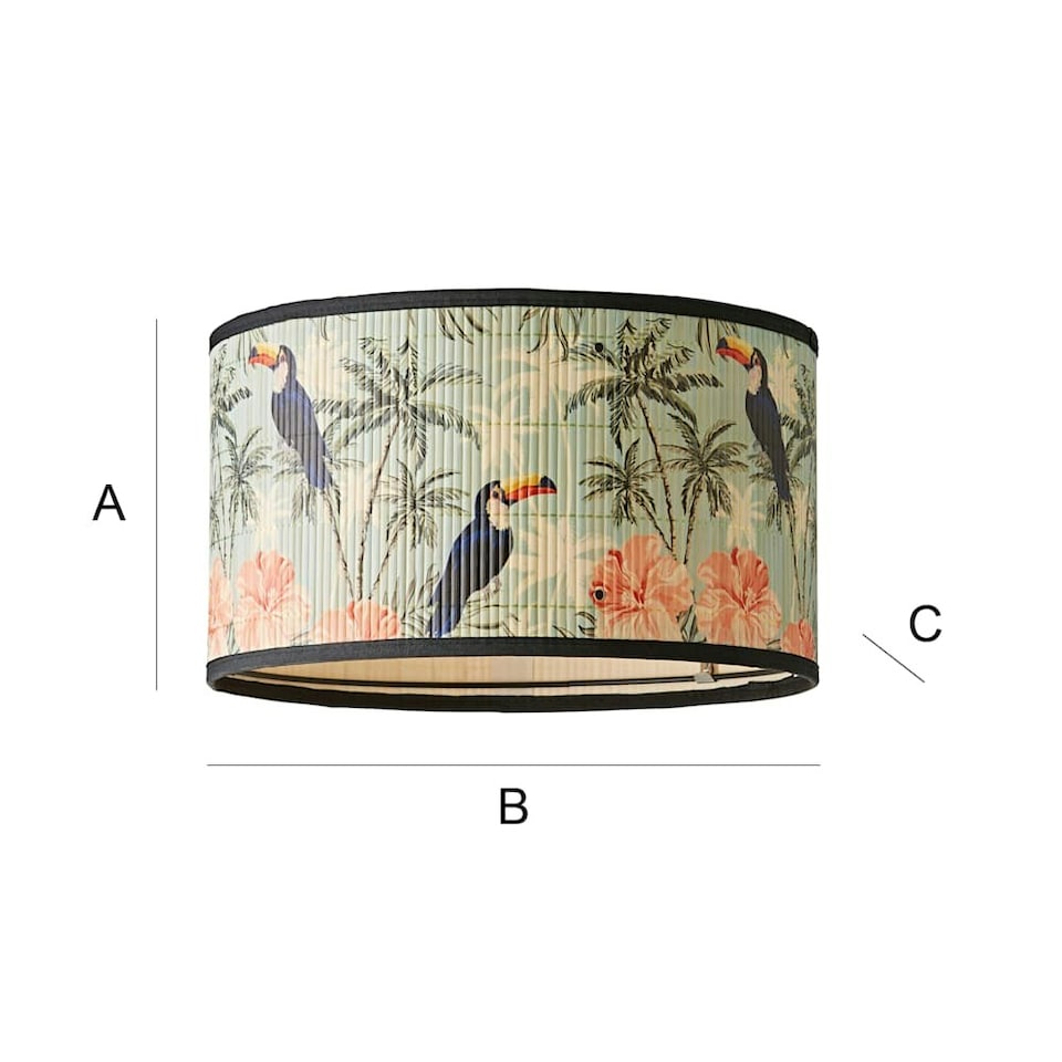 image 1 of ValueLights Daintree Medium Pastel Jungle Bamboo Drum Lamp Shade Multi