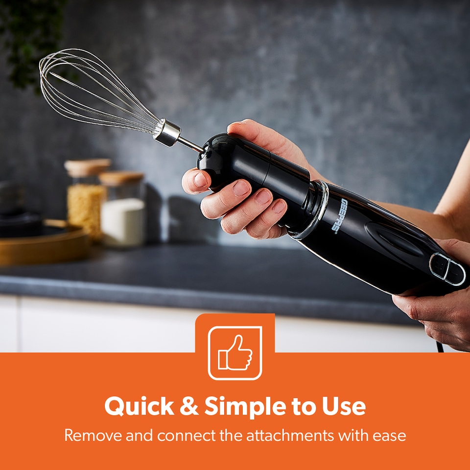 image 1 of GEEPAS 4-in-1 Hand Blender with Electric Whisk - Black