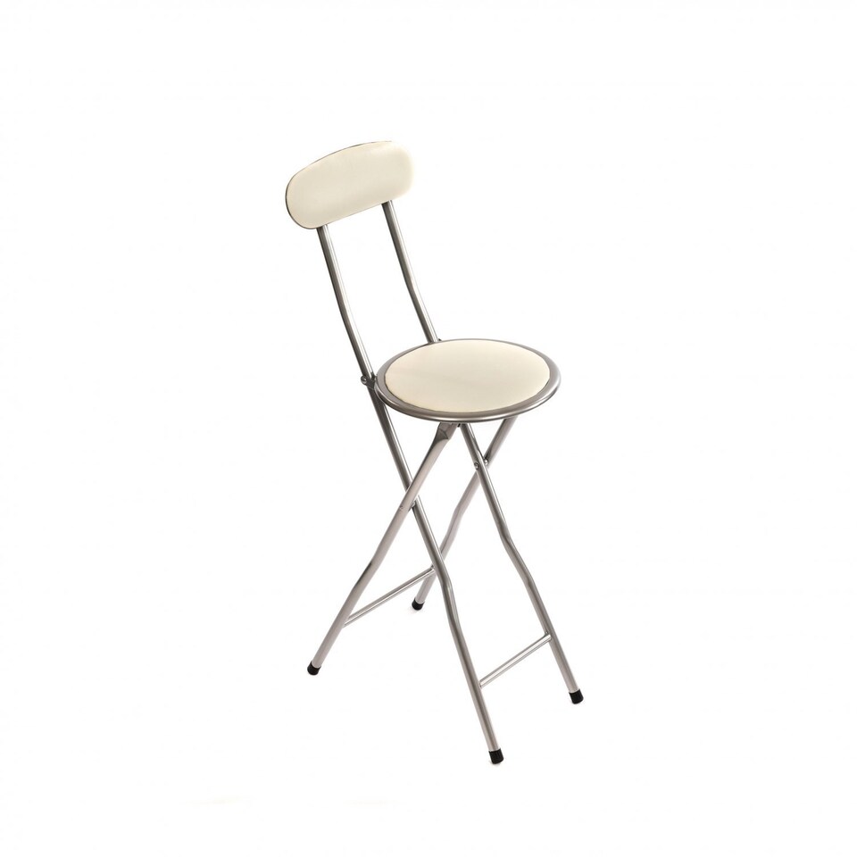 image 1 of White Padded Folding High Chair Breakfast Kitchen Bar Stool Seat | White
