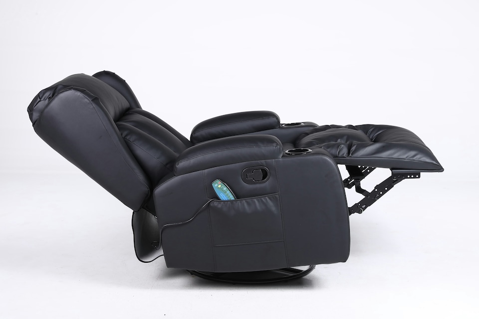 image 1 of SoHo 10 in 1 Recliner Armchair With Swivel, Tilt Heated and Massage Functionality Black | Black | One Size