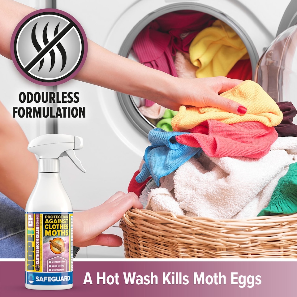 image 1 of NOPE CP Moth Killer Spray (500ml) Fast acting, Odourless, Long-lasting Moth Repellent for Home, Clothes, Wardrobe, Room, Carpets