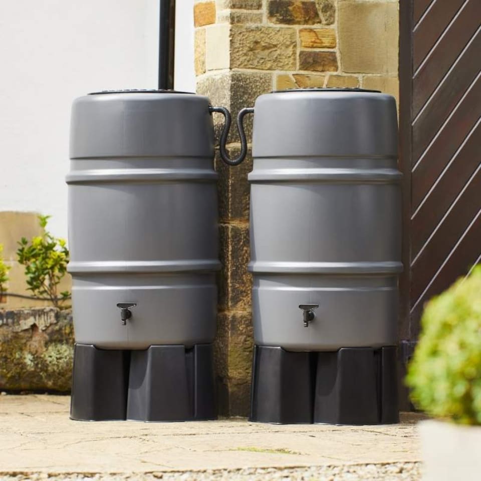 Harcostar 227 Litre Grey Water Butt Double Kit | Grey | Anthracite | 227 Litre | 1