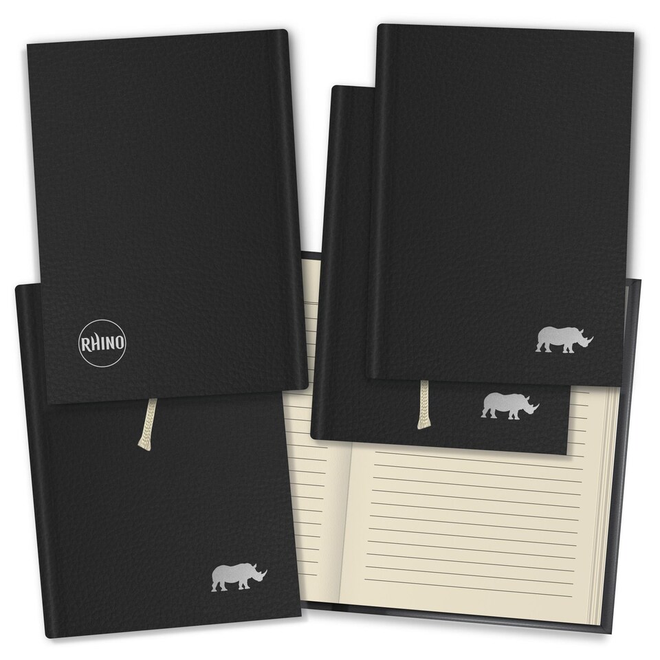 image 1 of Rhino A6 Flexiback Notebook Charcoal 160 Page 7mm Lined 5 Pack