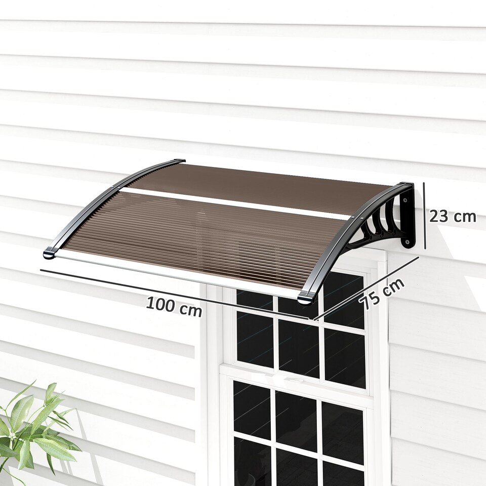 image 1 of Outsunny Outdoor Window Door Canopy with Awning Porch UV Water Cover Brown | Brown | Brown | 100 x 75 x 23 cm | 1