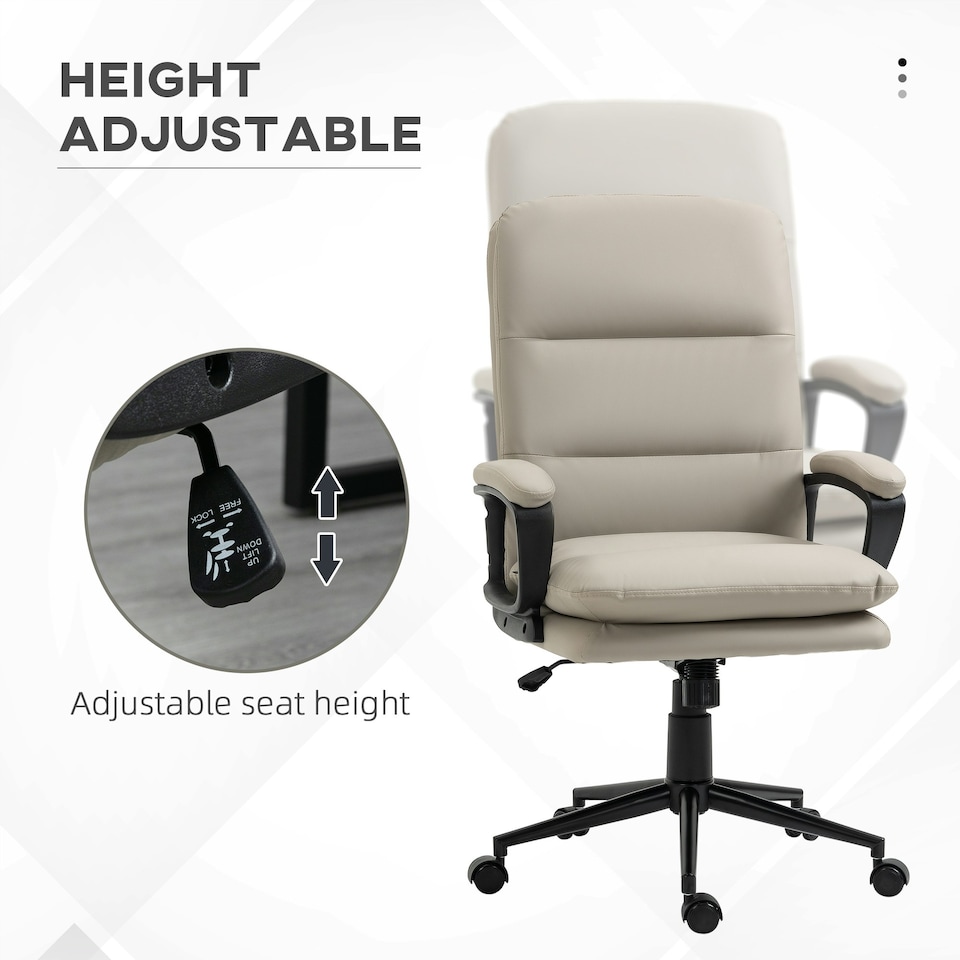 image 1 of Vinsetto PU Leather Office Chair for Home with Arm, Adjustable Height, Grey