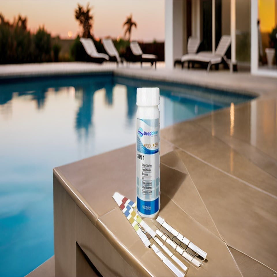 image 1 of Deep Blue Pro - 4-Way Chlorine/Bromine Test Strips 50 Strips Chlorine Bromine PH TA