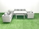 image 1 of Fimous 5 Pieces Outdoor Rattan Sofa Set with Cushions Patio Garden Furniture Sets with Armchair Dining Table Side Table