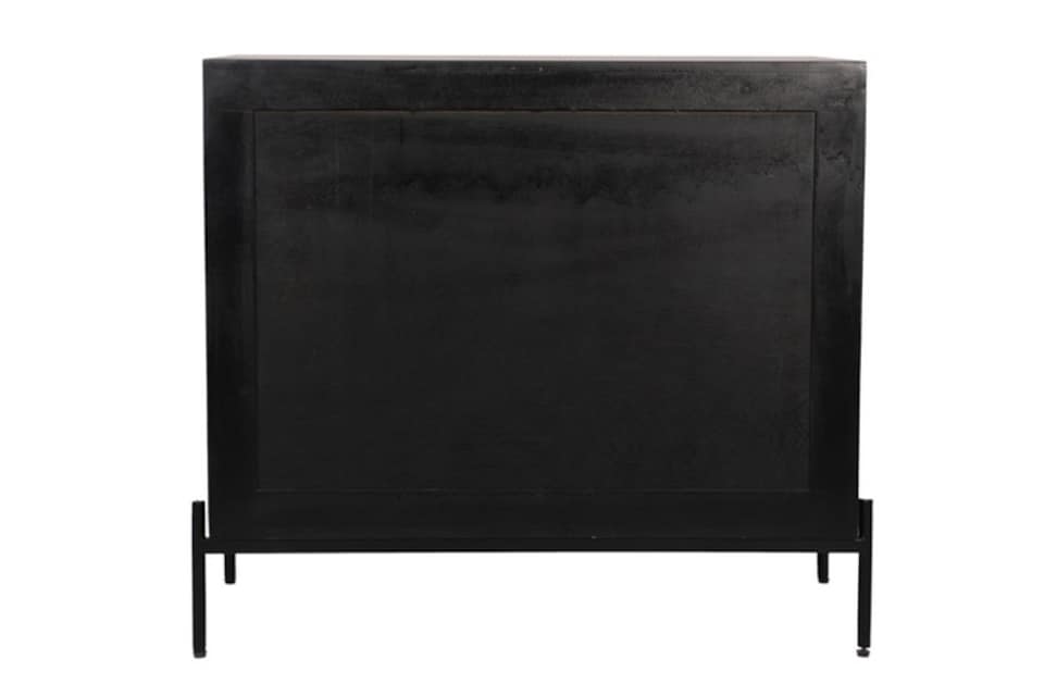 image 1 of Rattan Chest of Drawer - Mango Wood/Iron - L45 x W90 x H78 cm - Black Finish with Natural Rattan - Assembly Required