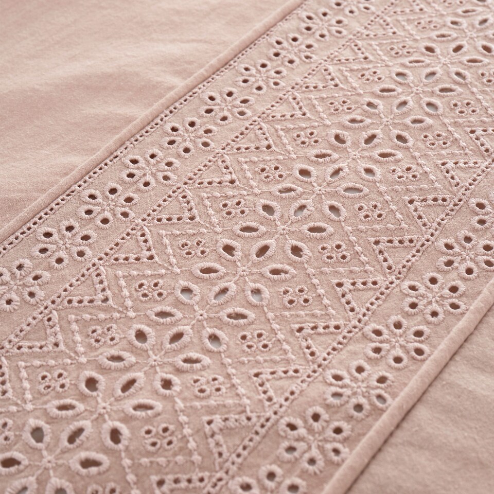 image 1 of Broderie Anglaise Duvet Cover Set | Pink | Blush Pink | Super King