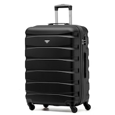 Flight Knight 25" 4 Wheel ABS Hard Case Medium Suitcase 100+ Airlines Approved - easyJet, British Airways, Ryanair, Jet2, Emirates & Many More - Check-in | Black | Medium