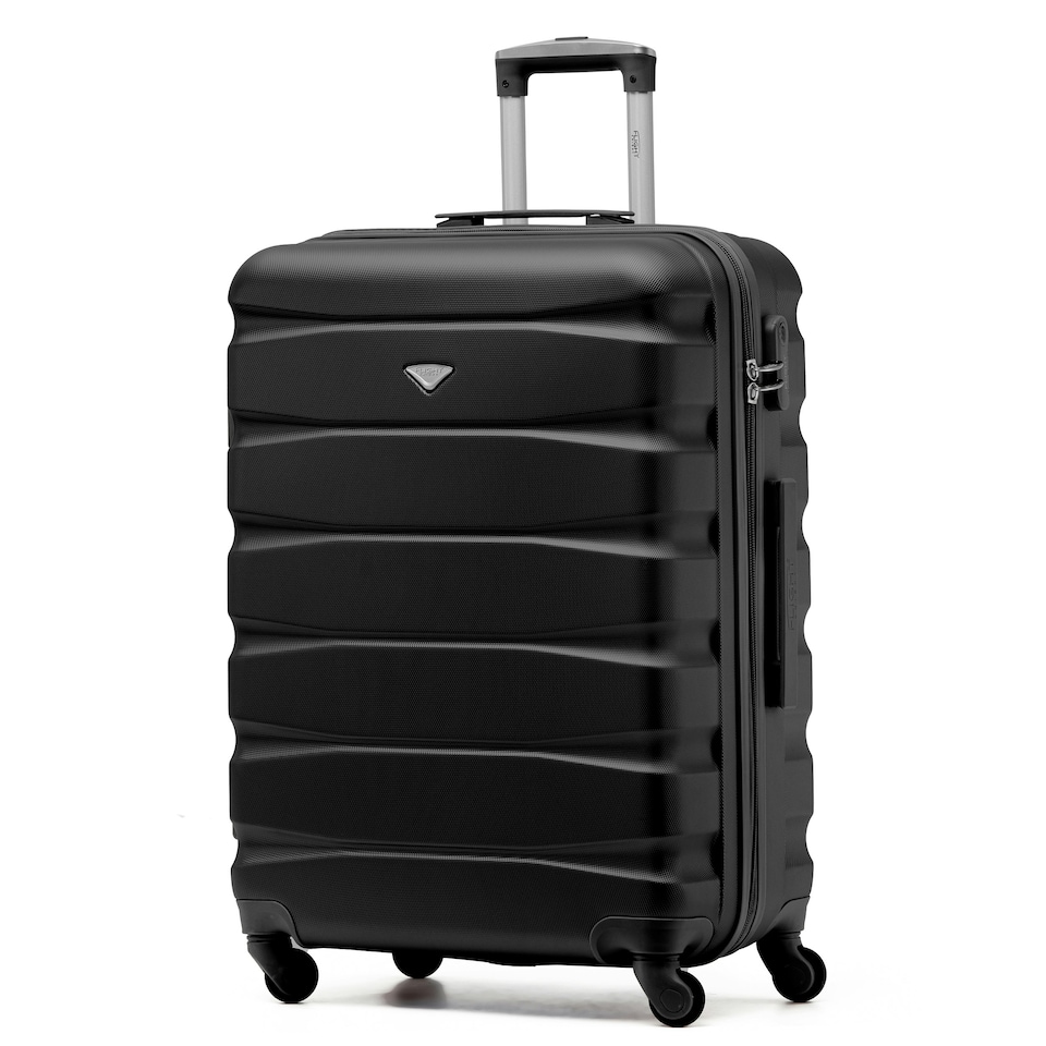 image 1 of Flight Knight 25" 4 Wheel ABS Hard Case Medium Suitcase 100+ Airlines Approved - easyJet, British Airways, Ryanair, Jet2, Emirates & Many More - Check-in | Black | Medium