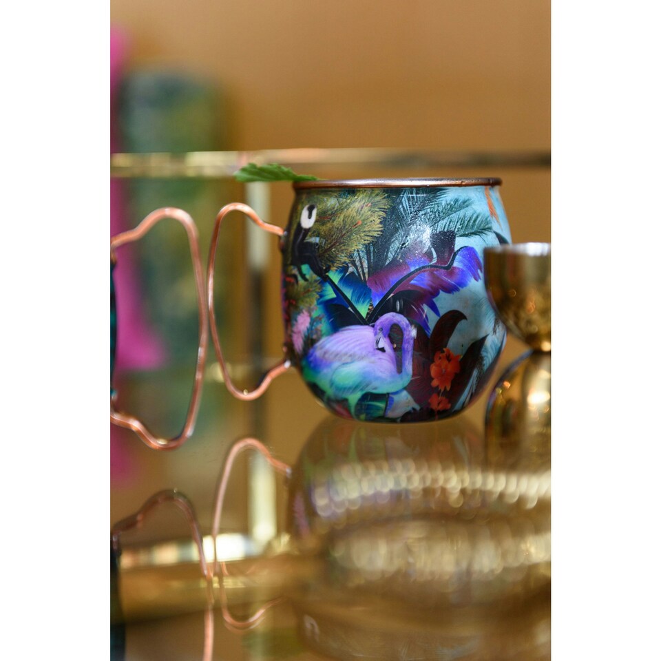 image 1 of Mikasa x Sarah Arnett Stainless Steel Moscow Mule Mug, 450ml, Flamingo Multi