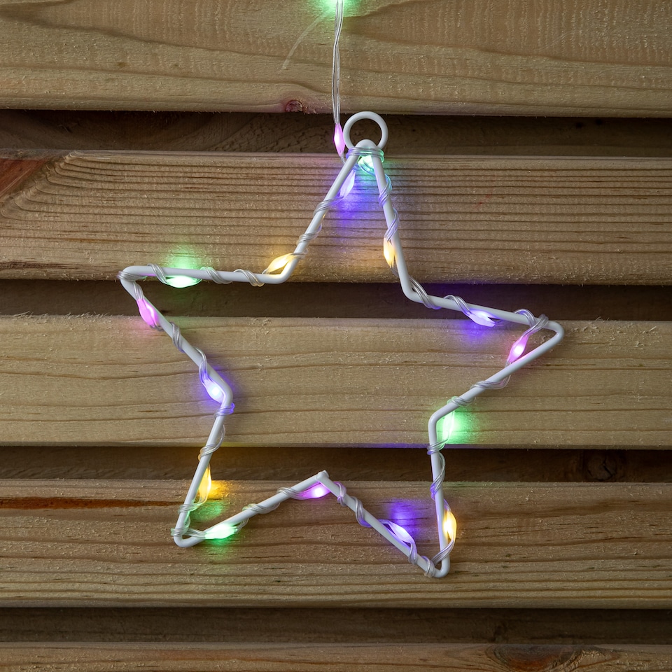 image 1 of 1.2m Multi Colour LED Star Curtain Lights Christmas Decorations
