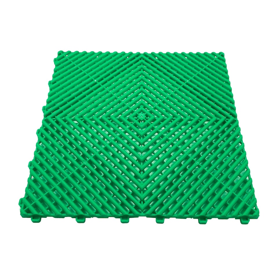 image 1 of Modular Interlocking Ribbed Garage Vented Floor Tiles - Green