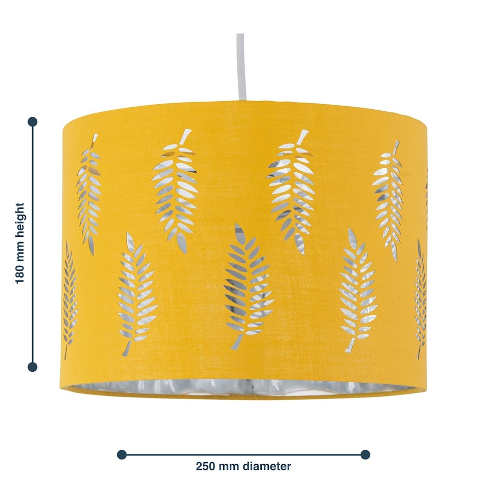 image 1 of Set of 2 Fern - Ochre Cut Out 25cm Pendant Lightshades | Yellow | Silver | Medium | 2