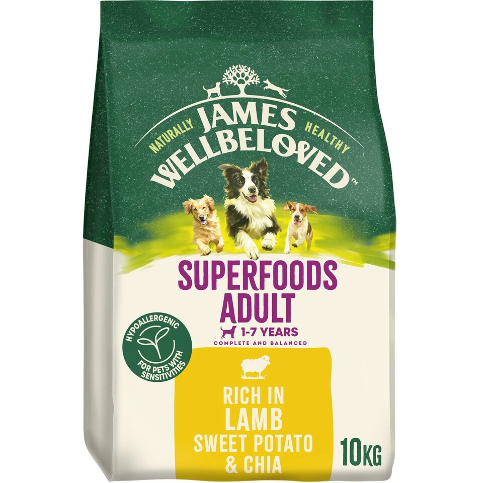 image 1 of James Wellbeloved Superfoods 1-7 Adult Dry Dog Food Lamb with Sweet Potato & Chia 10kg