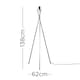 image 3 of ValueLights Camden Chrome Metal Stem Tripod Floor Lamp Base Silver