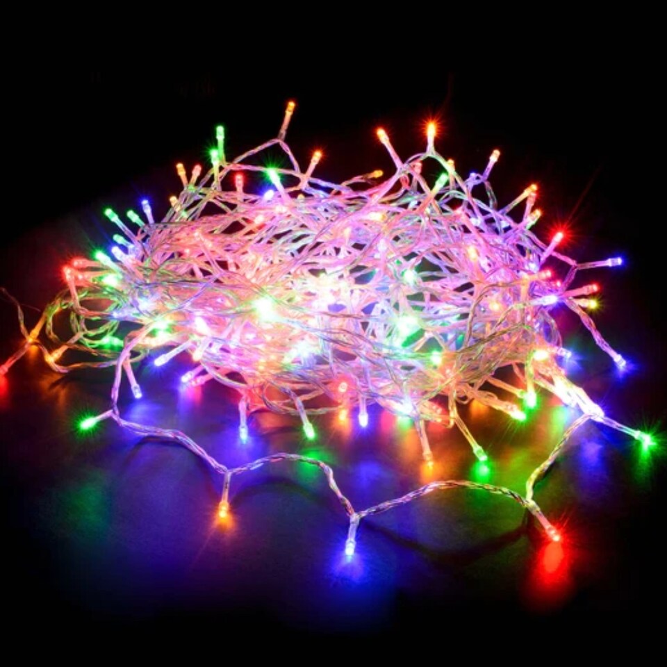 image 1 of Multi-Coloured with Clear Cable Connectable Outdoor Garden Party Waterproof LED String Lights (200 LED's (20m), Battery Box)