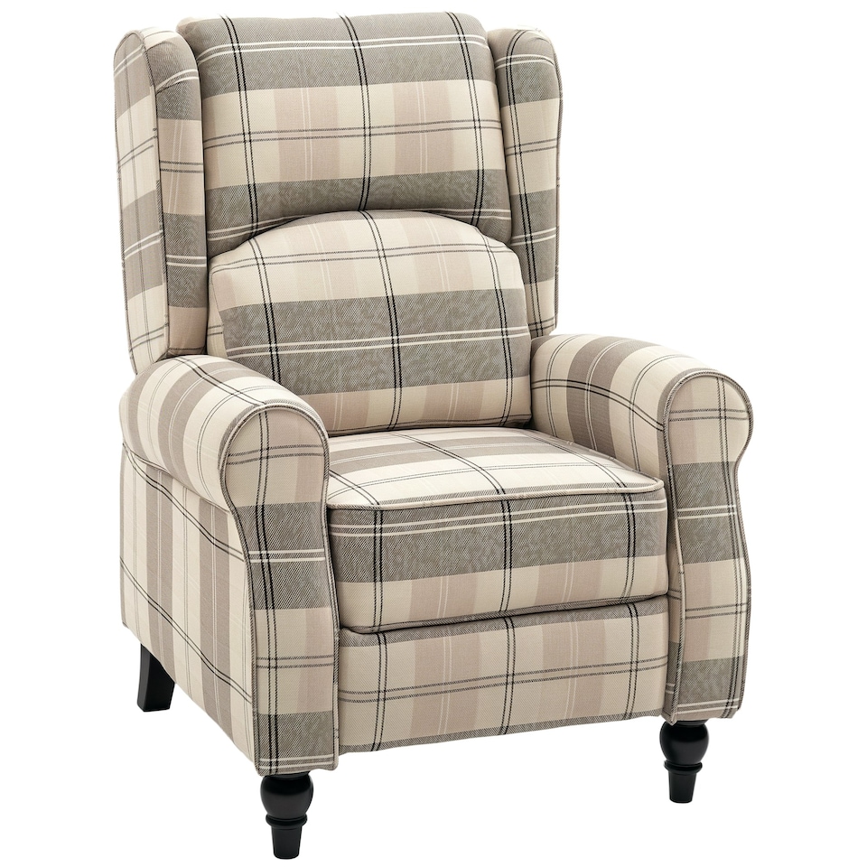 image 1 of HOMCOM Recliner Chair for Living Room Wingback Chair with Padded Armrest Khaki