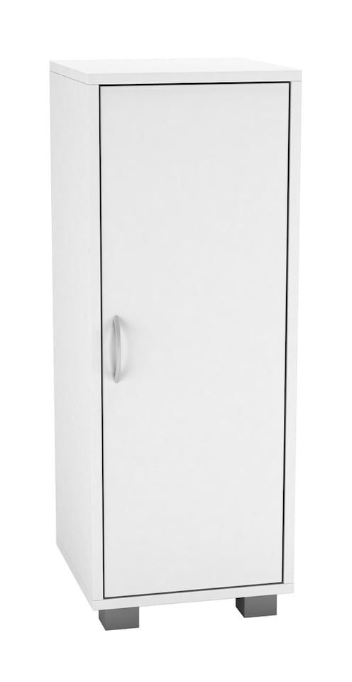 image 1 of Single Door 3-Tier Cabinet | White | 8.5 x 31 x 81.2 | 1