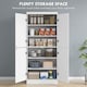 image 3 of HOMCOM 4-Door Tall Kitchen Cupboard, Freestanding 6-Tier Storage Cabinet with 2 Adjustable Shelves for Living Room, Dining Room, White