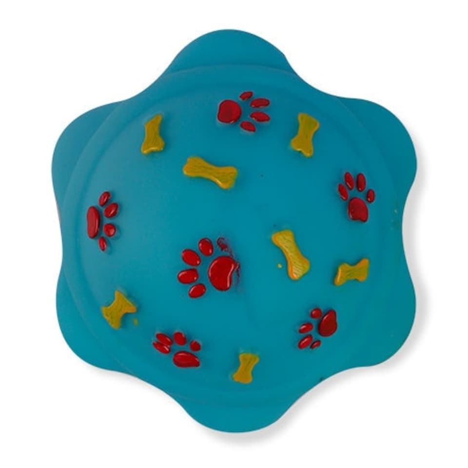 image 1 of Pet Touch Doggy Play Toy Round Patterned Rubber Balls