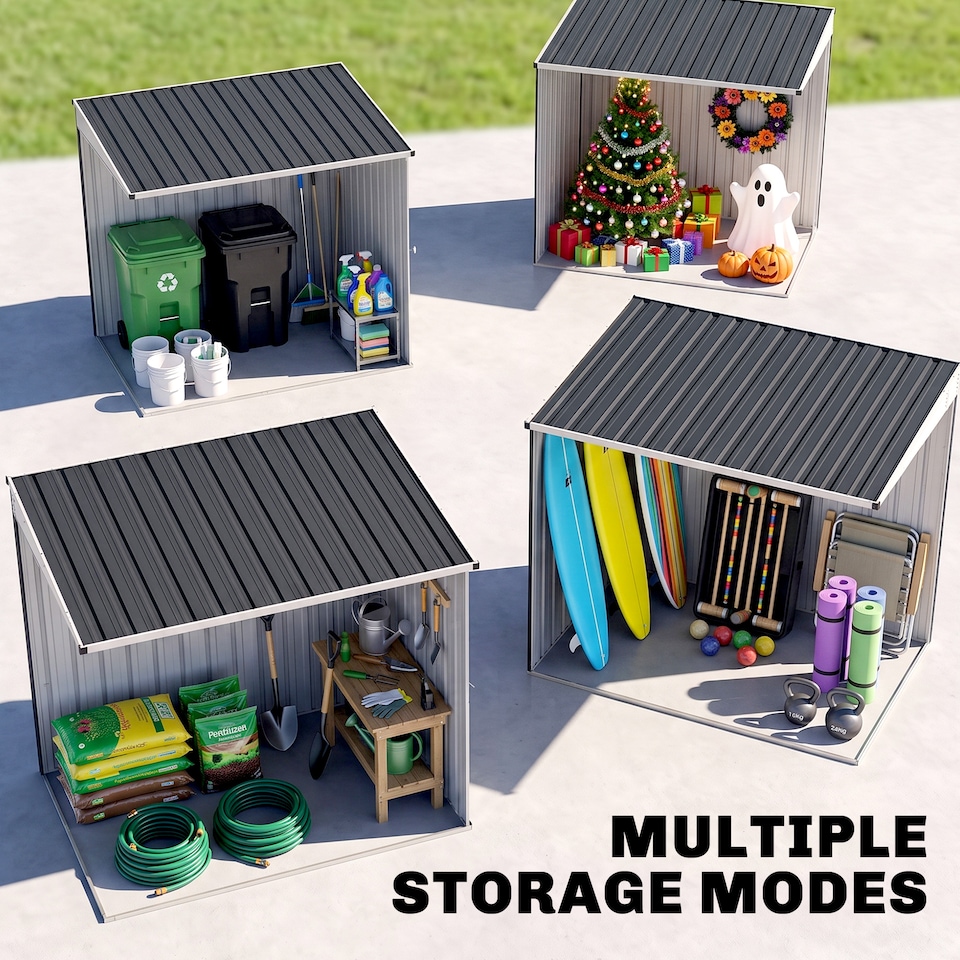 image 1 of Outsunny 4 x 6ft Lean to Garden Storage Shed with Window, Dark Grey