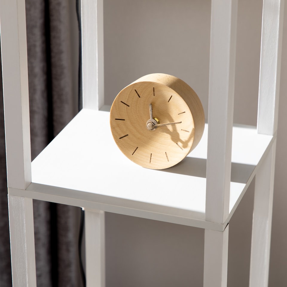 image 1 of HOMCOM Floor Lamp with Shelves and Dual Light, Modern Corner Standing Lamp with TC Fabric Lampshade for Living Room, Bedroom, Bulb not Included, White