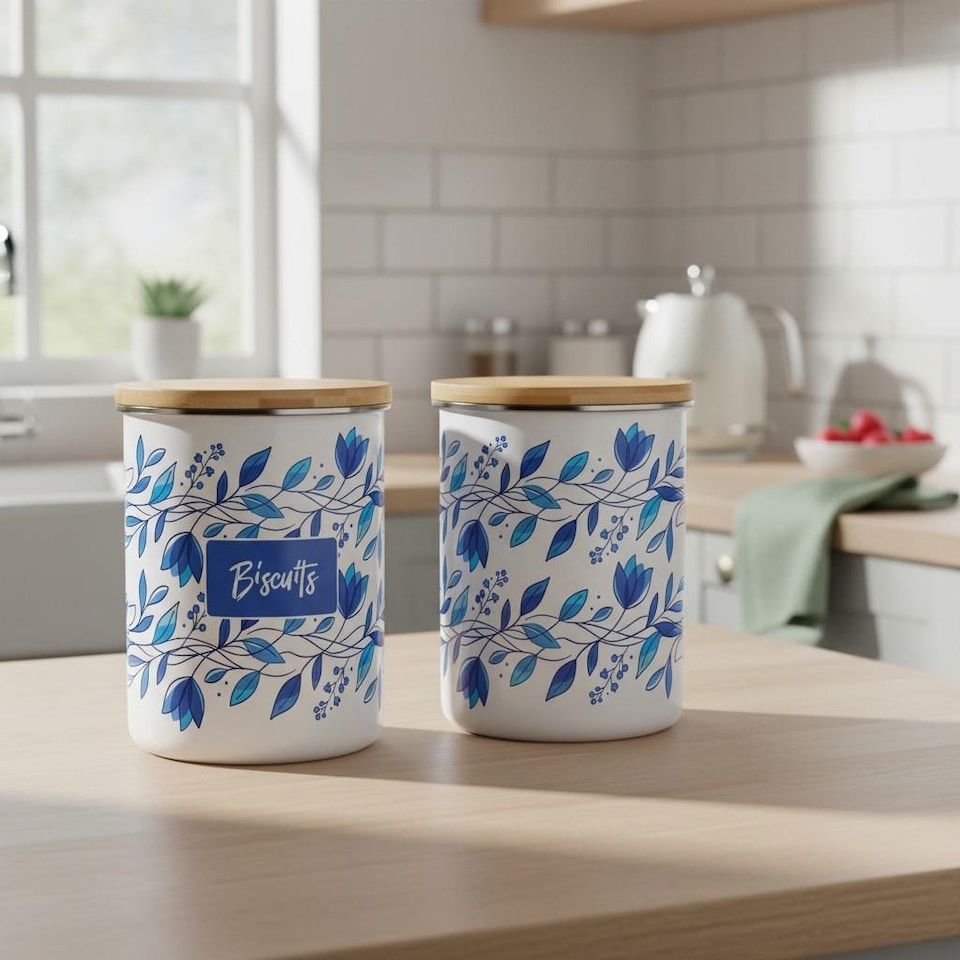 image 1 of Blue Petals Extra Large Biscuit Tin