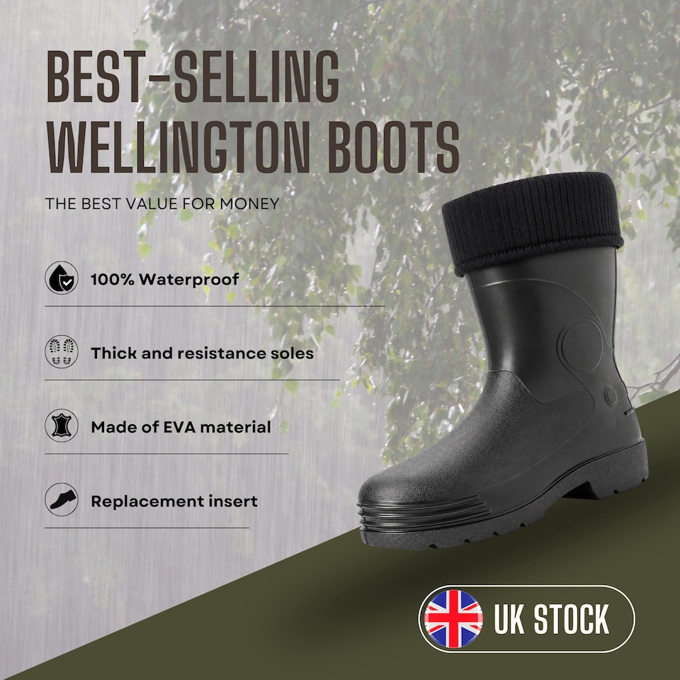 image 1 of Demar Farmer Men's EVA Rain Boots with Removable Insert, Black, EU 41